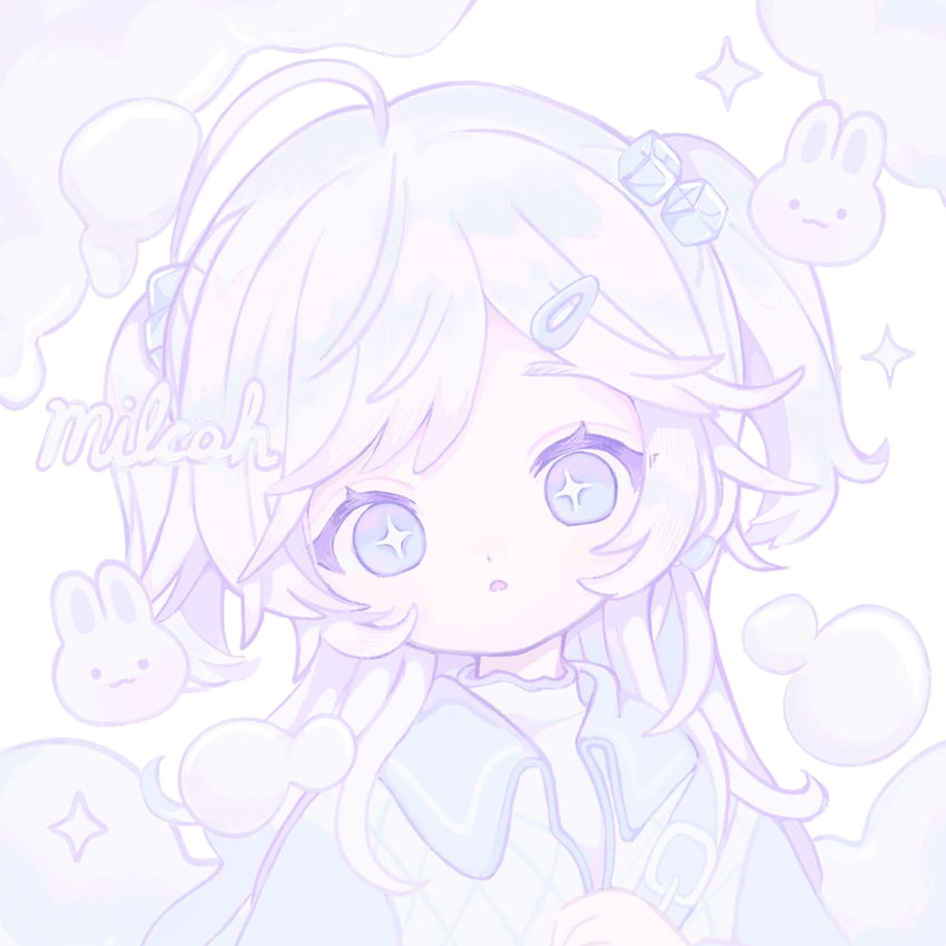 原创 1名女孩 呆毛 作者名 蓝眼 蓝发