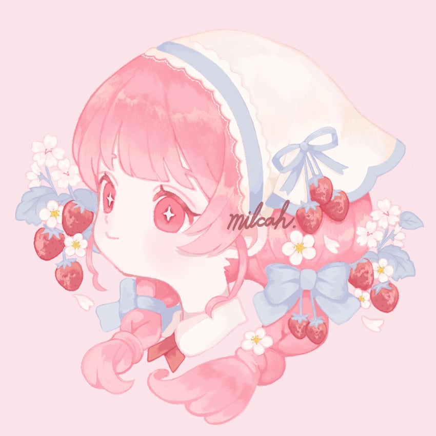 原创 1名女孩 作者名 蓝色蝴蝶结 蓝色丝带 脸红