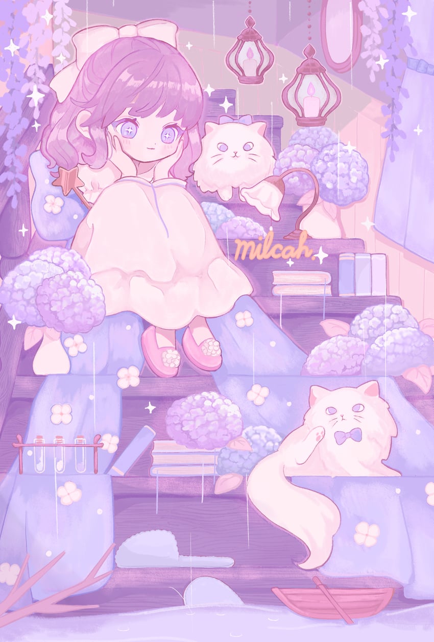 原创 1名女孩 蓝色蝴蝶结 脸红 书 蝴蝶结