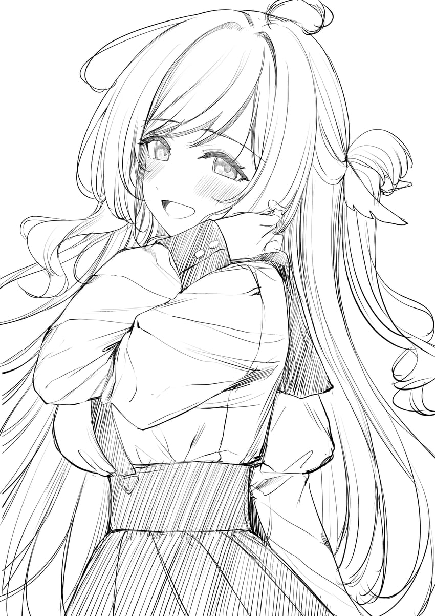 magalumina、melvy marloze 1名女孩 :D 呆毛 手臂放在侧边 脸红