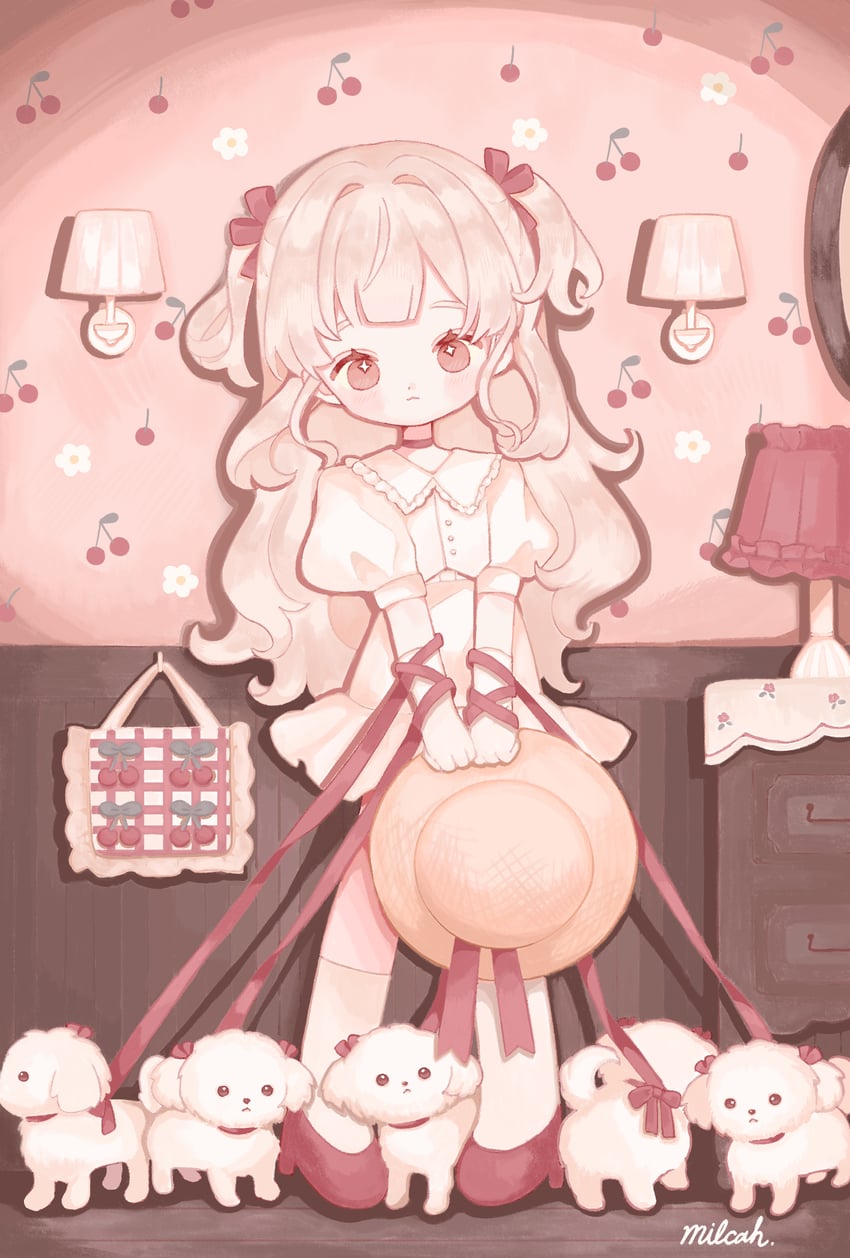原创 1名女孩 动物 臂部丝带 作者名 齐刘海