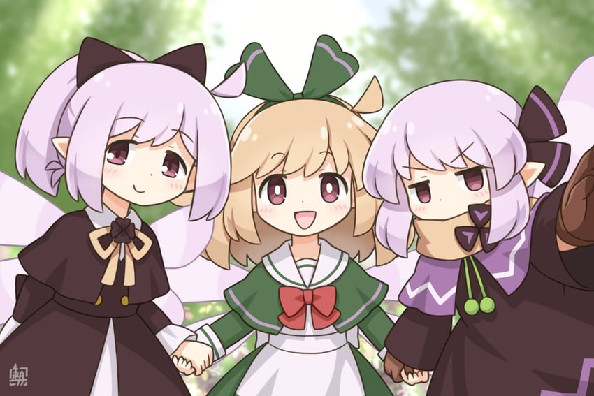 原创、爱丽丝 (北川水月)、guly (kitagawa suigetsu) 3人女子 呆毛 围裙 作者标志 黑色蝴蝶结