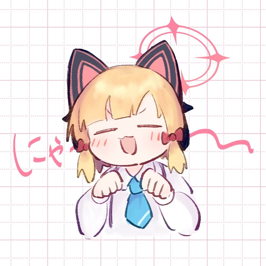 蔚蓝档案、桃井 (蔚蓝档案) 1名女孩 猫脸笑 :D 无语 兽耳耳机