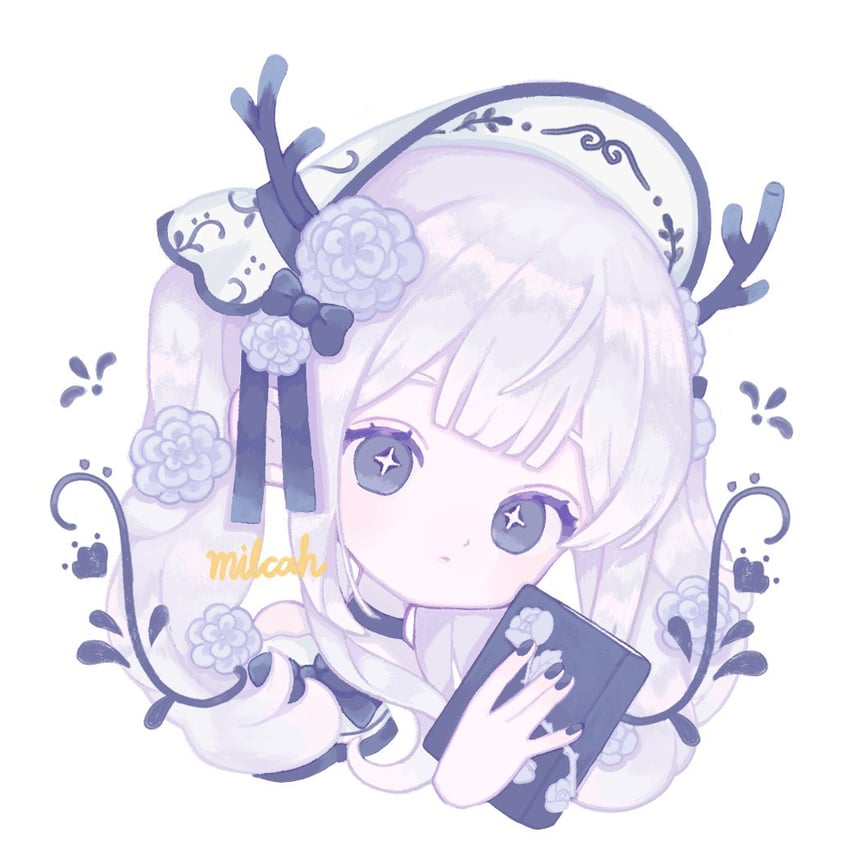 原创 1名女孩 作者名 黑瞳 黑色指甲 蓝花
