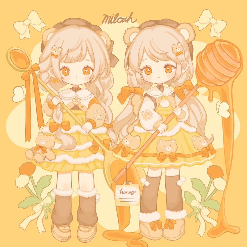 原创 2名女孩 兽耳 作者名 熊耳 熊娘