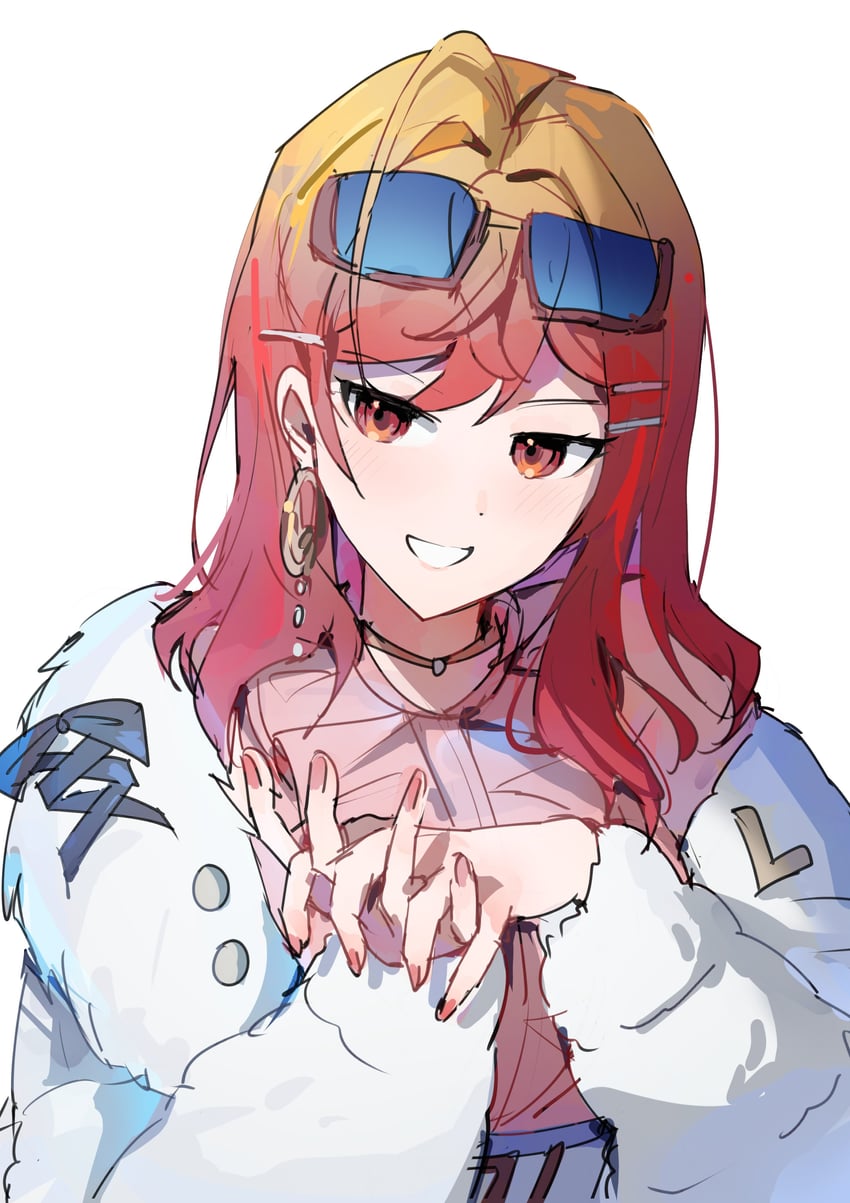 Hololive、hololive DEV_IS、一条莉莉华 1名女孩 呆毛 脸红 闭嘴 头顶眼镜