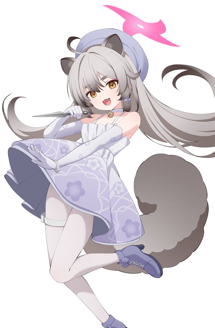 蔚蓝档案、满 (蔚蓝档案)、满 (礼服) (蔚蓝档案) 1名女孩 猫脸笑 呆毛 兽耳 铃铛