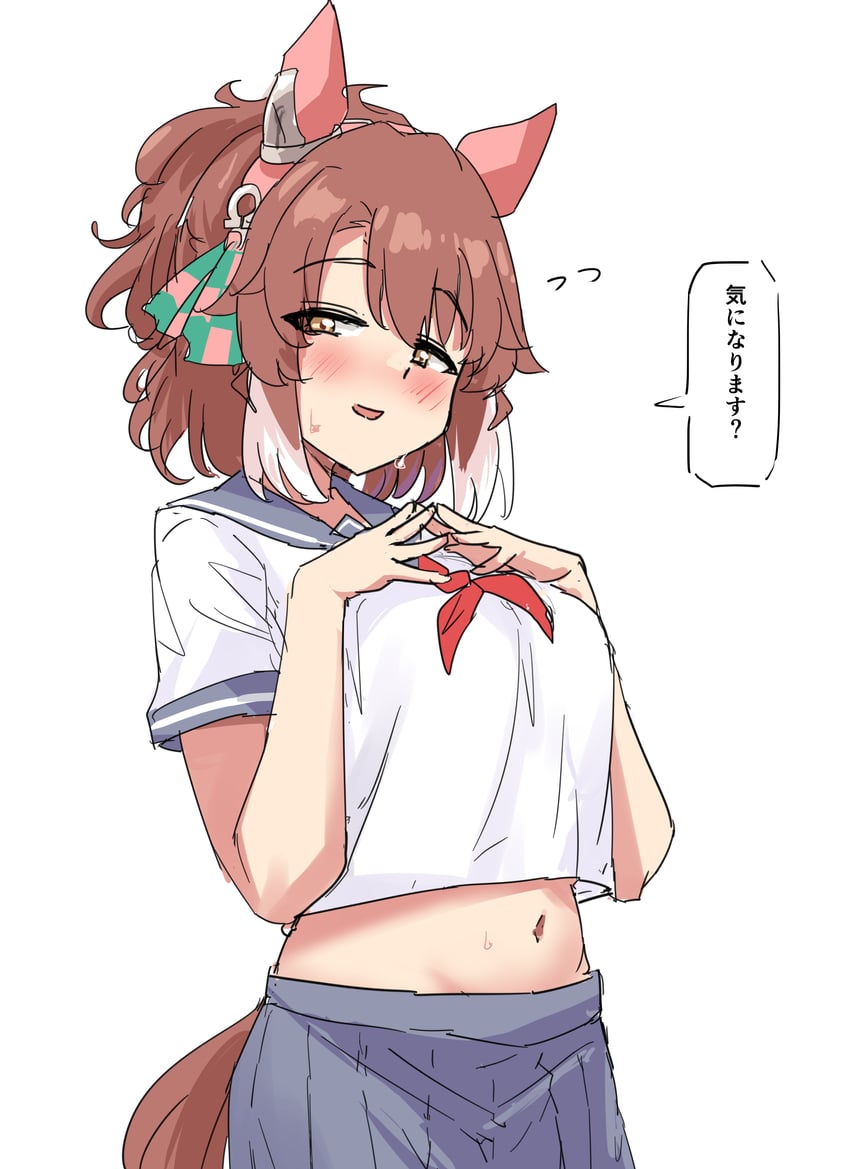 赛马娘、烈焰快驹 (赛马娘) 1名女孩 替换服装 兽耳 脸红 棕发