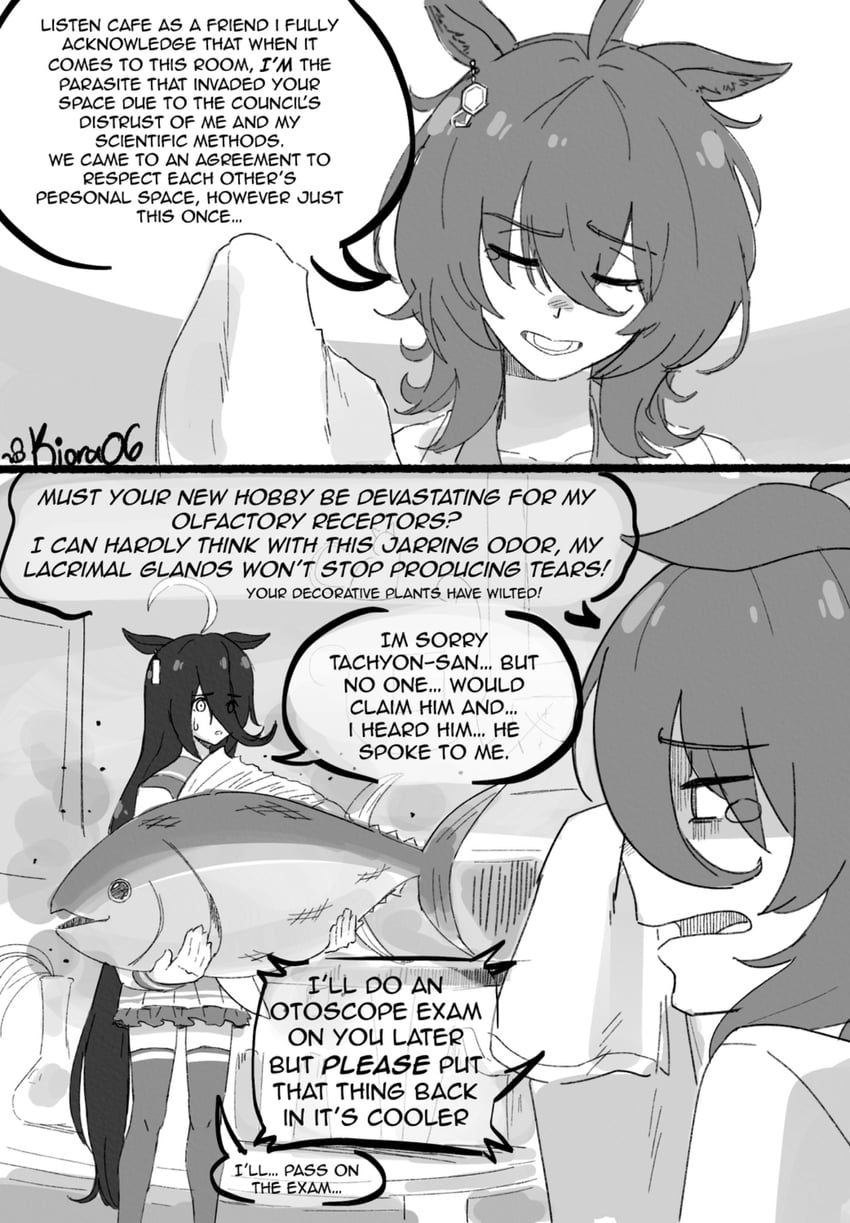赛马娘、爱丽速子 (赛马娘)、曼城茶座 (赛马娘) 两格漫画 呆毛 兽耳 漫画 捂住鼻子