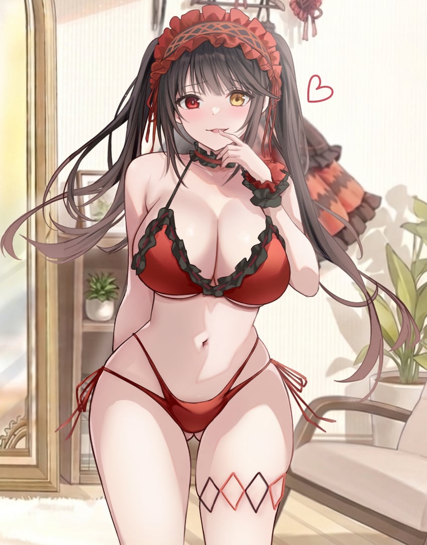 碧蓝航线、约会大作战、时崎狂三 1名女孩 大腿间可见臀部 比基尼 乳房 乳沟
