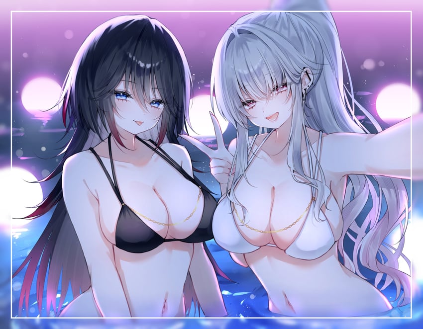 原创 2名女孩 :p 比基尼 黑色比基尼 黑发