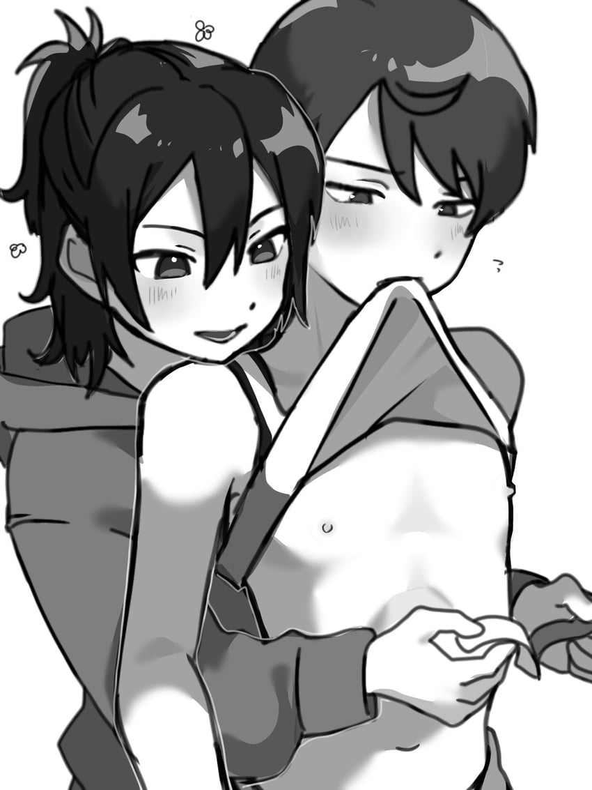 原创、三好陆 (M1 Tsuru)、mizuno you (m1 tsuru) 2个男孩 创可贴 脸红 掀起衣服 灰度