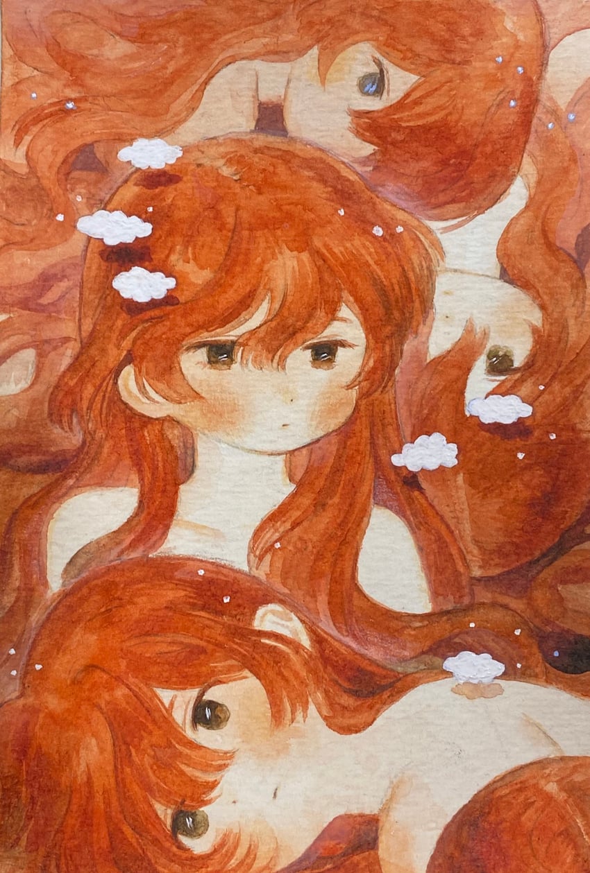 原创 4个女孩 露肩 云 锁骨 无表情