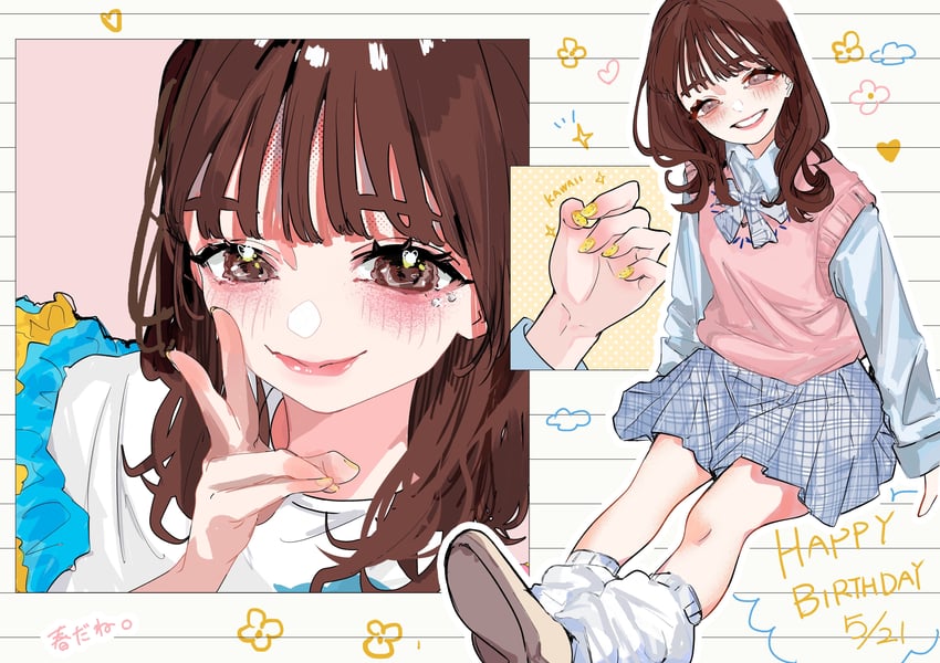 现实生活、仁礼望 1名女孩 动画化 蝴蝶结 蝶形领结 棕眼睛