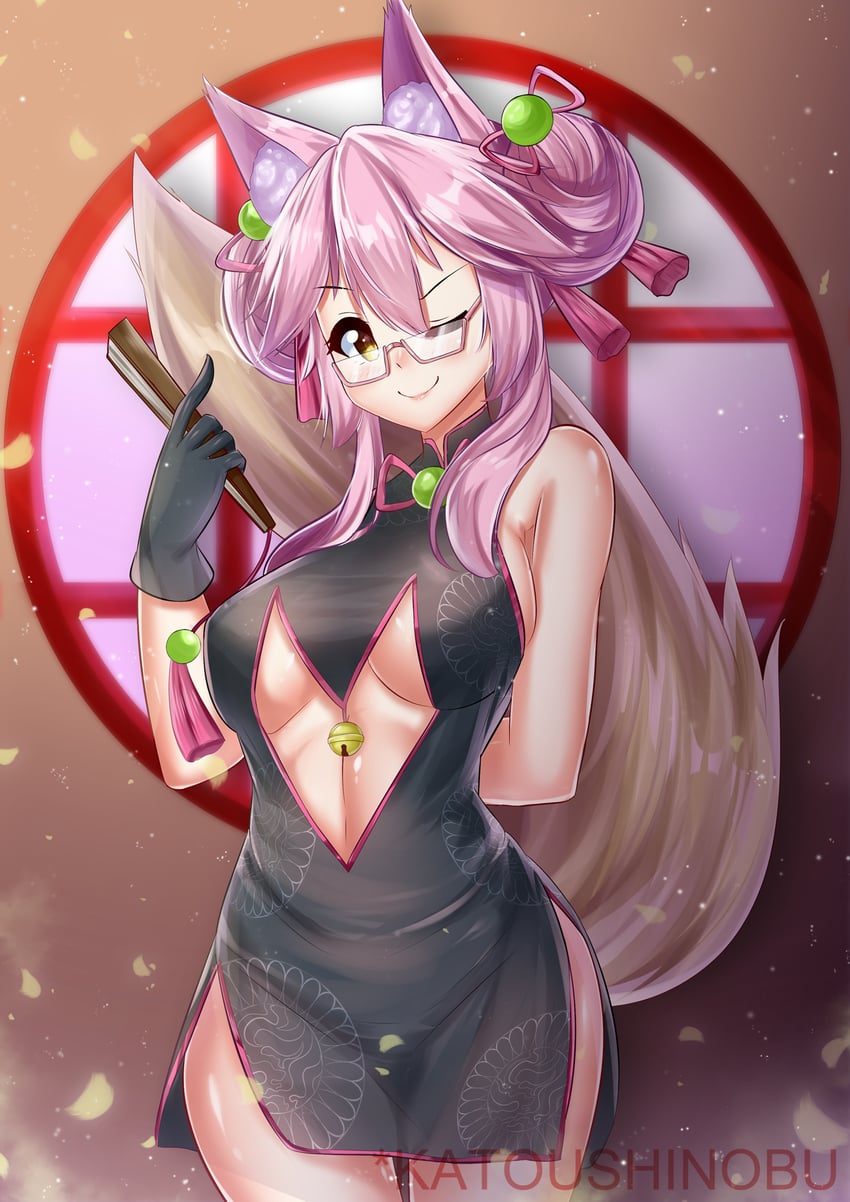 Fate/Grand Order、Fate系列、高扬斯卡娅 (异闻带旗袍) (Fate) 1名女孩 兽耳毛 兽耳 作者名 黑色连衣裙