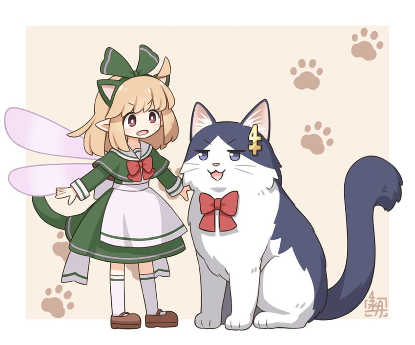 原创、爱丽丝 (北川水月) 1名女孩 兽耳发箍 兽耳 围裙 作者标志