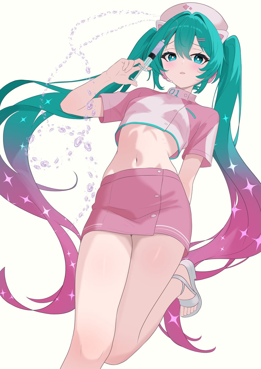堡垒之夜、VOCALOID、初音未来 1名女孩 动物帽子 水色瞳 水色发 猫耳帽