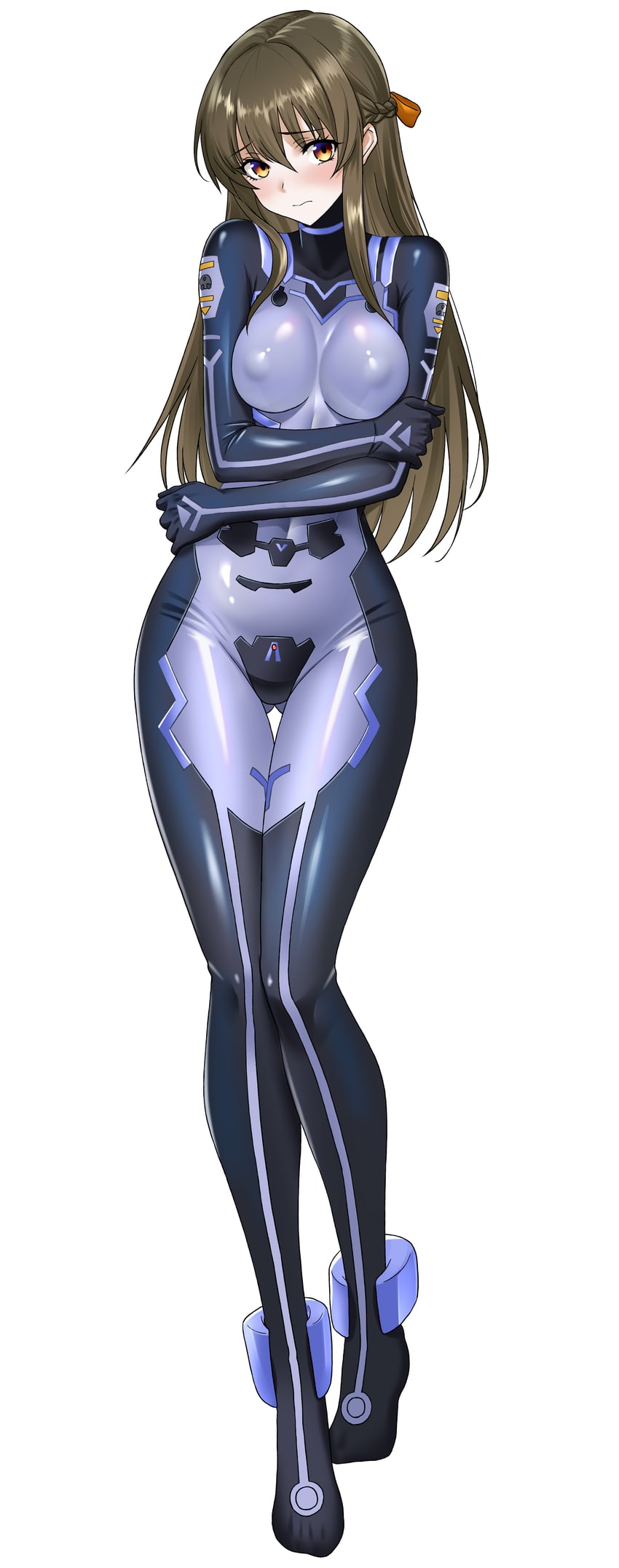 Muv-Luv、Muv-Luv Alternative、原创 1名女孩 脸红 紧身连体衣 辫子 乳房