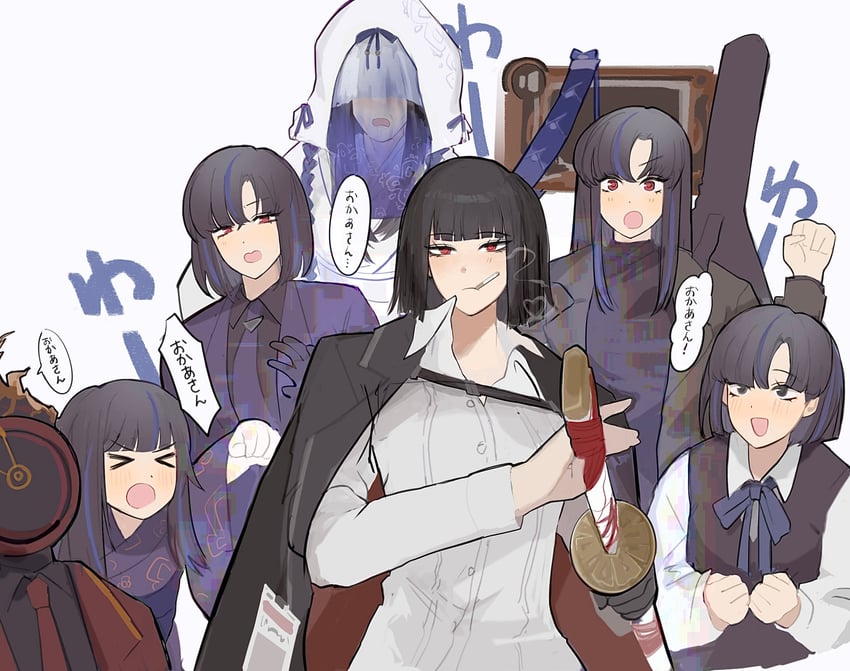 边狱公司、Project Moon、阿赖耶 (Project Moon) 1个其他角色 6个以上女孩 :D 闭眼挤眼 黑发