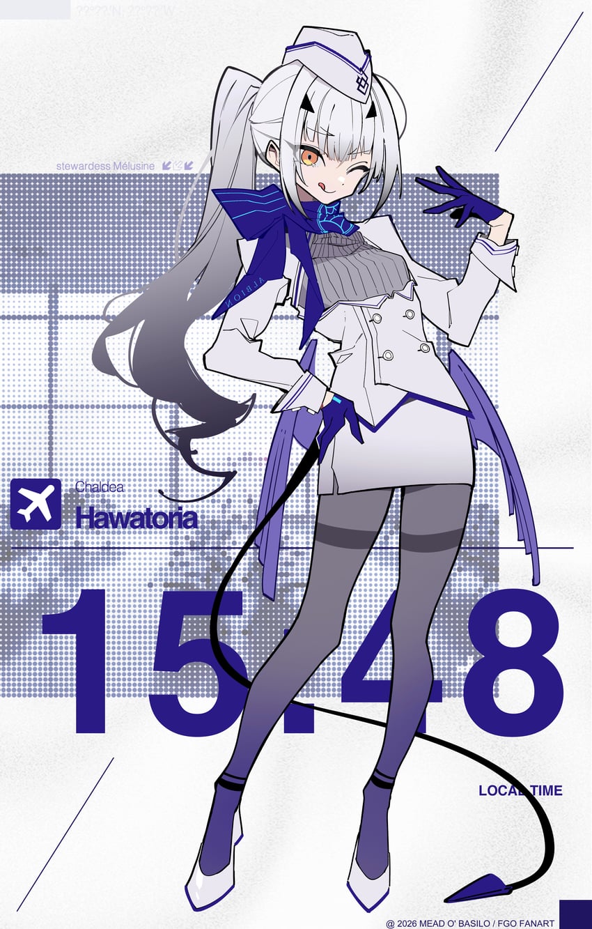 Fate/Grand Order、Fate系列、美露莘 (Fate) 1名女孩 蓝色围巾 乳房 叉形眉 全身