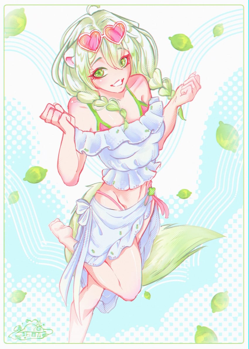 Vinesauce、Limealicious、Limealicious (夏装) 1名女孩 呆毛 兽耳 赤脚 比基尼