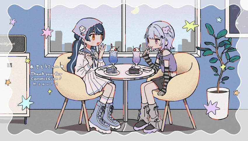 原创 2名女孩 :D 黑发 黑鞋 黑色袖子