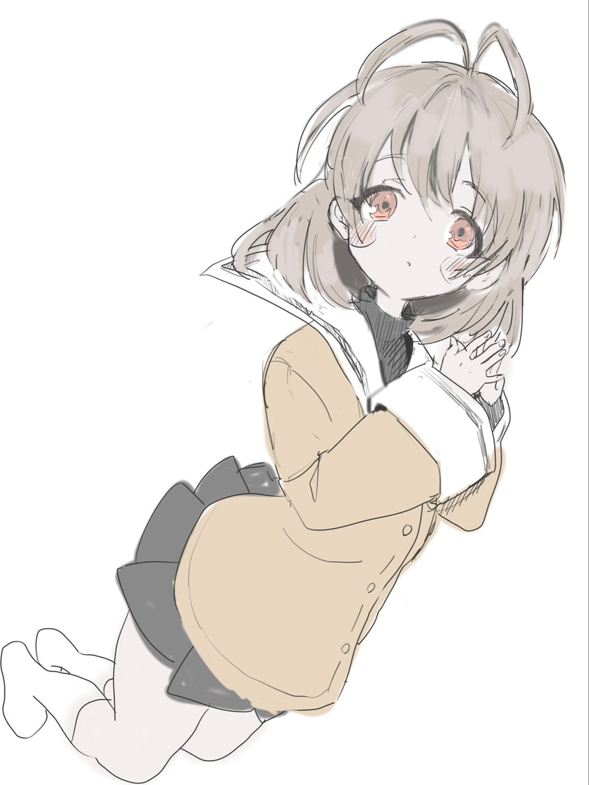 CLANNAD、古河渚 1名女孩 惊讶 呆毛 黑衬衫 黑色裙子