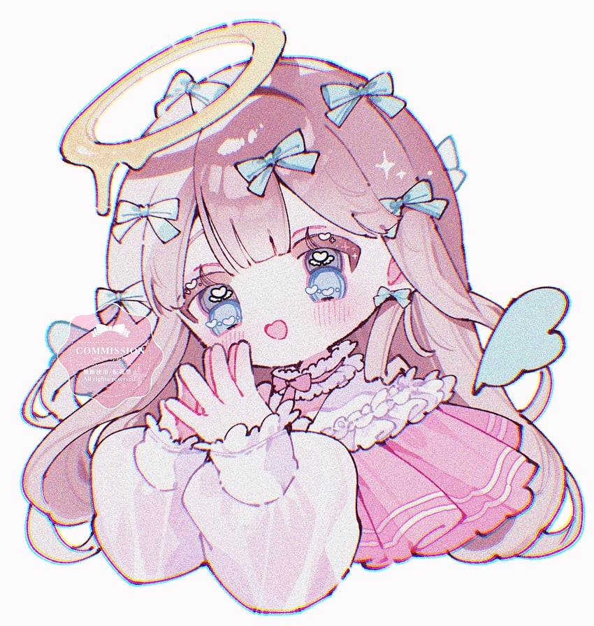 原创 1名女孩 :D 蓝色蝴蝶结 蓝眼 齐刘海