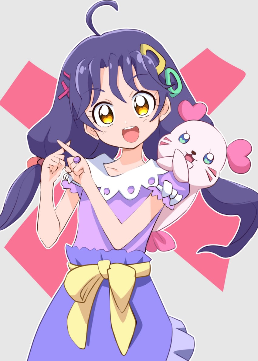 光之美少女、热带妆容！光之美少女、Kururun (光之美少女) 1名女孩 :D 蓝眼 蓝裙子 蝴蝶结