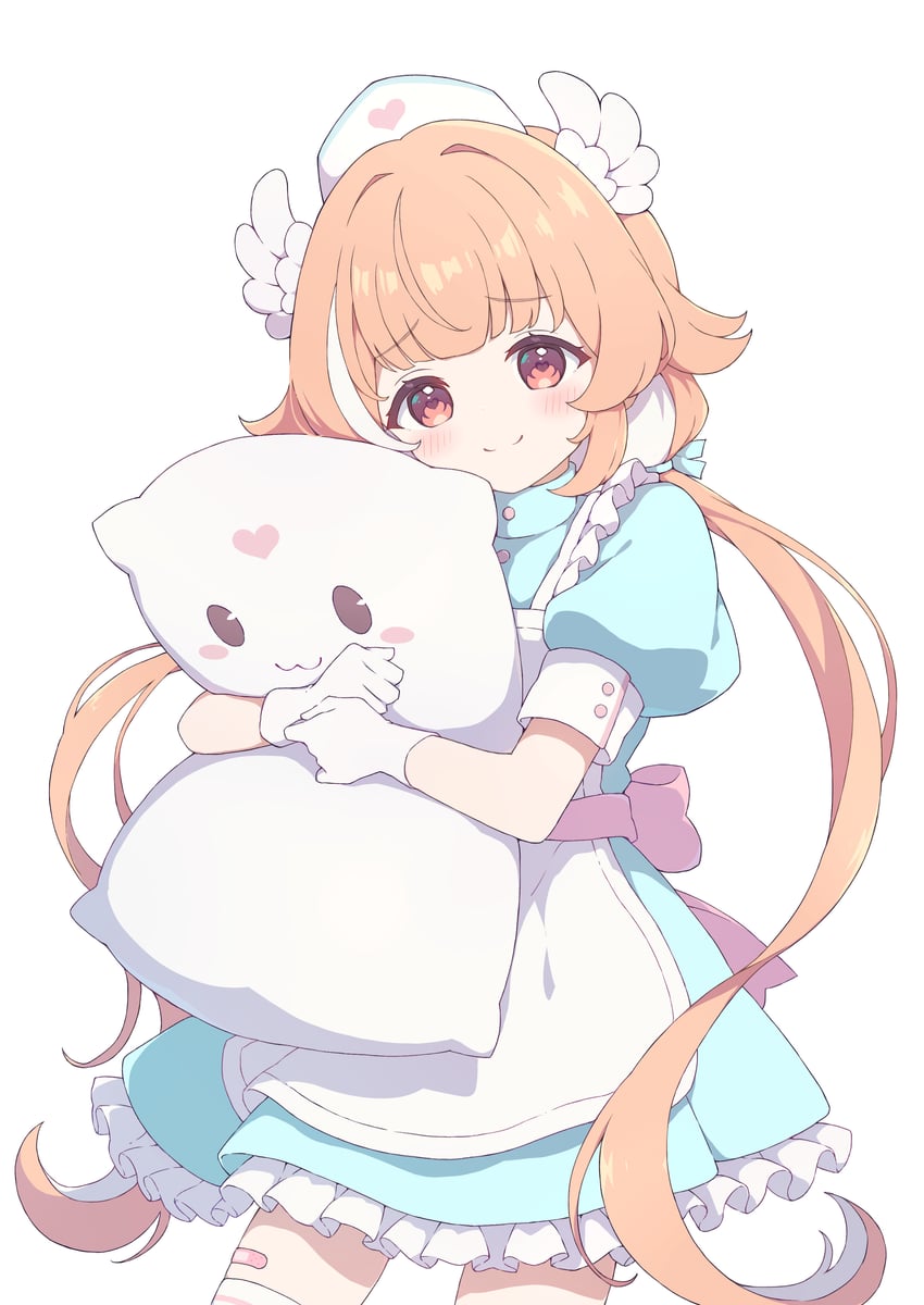 原创 1名女孩 围裙 创可贴 腿上的创可贴 大腿上的绷带