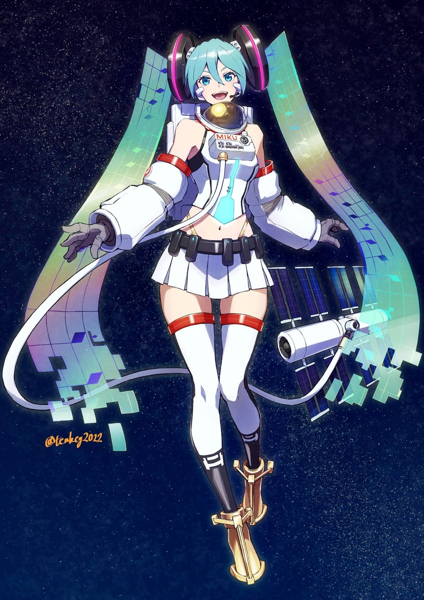 VOCALOID、初音未来 1名女孩 :D 宇航员 露肩 蓝眼