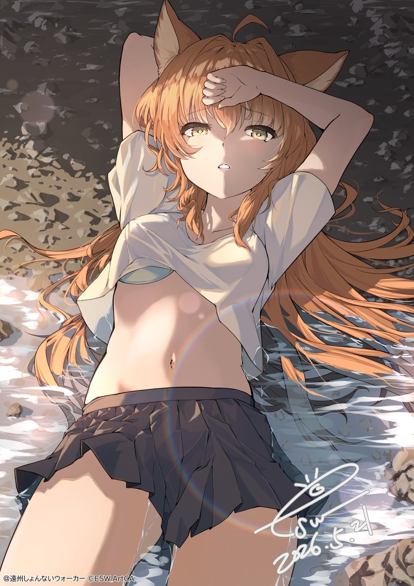 原创 1名女孩 呆毛 兽耳毛 兽耳 乳房