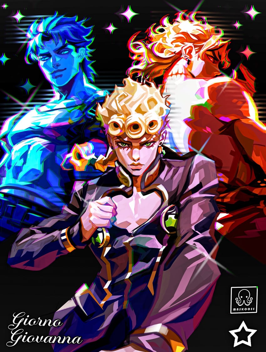 JOJO的奇妙冒险、幻影血脉、星尘斗士 3个男孩 胎记 迪奥·布兰度的姿势 耳部胎记 家庭