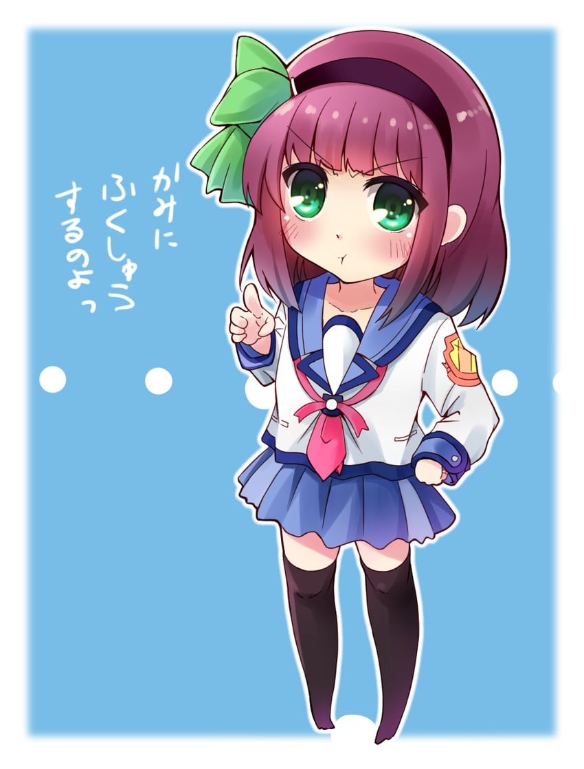 Angel Beats!、中村由利 ... 1名女孩 :t 黑色过膝袜 蓝色背景
