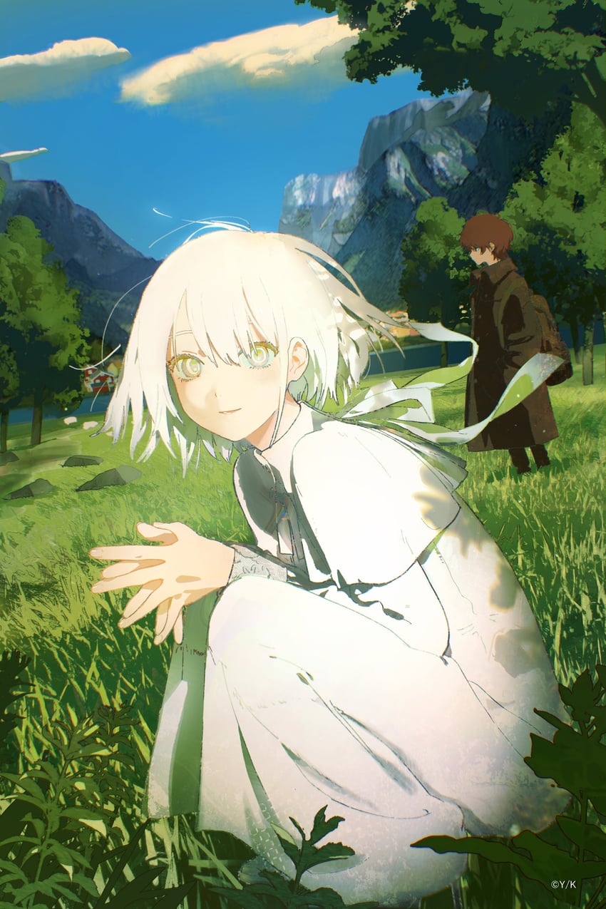 原创 1名男孩 1名女孩 背包 包 蓝天