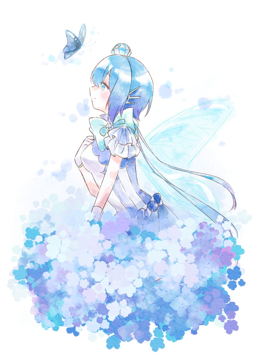 VOCALOID、苍姬拉碧斯 1名女孩 蓝眼 蓝发 蝴蝶结 蝶形领结