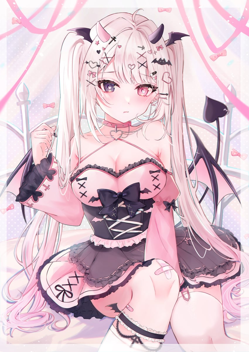 原创 1名女孩 护踝/脚踝扣带 脚链 露肩 蝙蝠发饰
