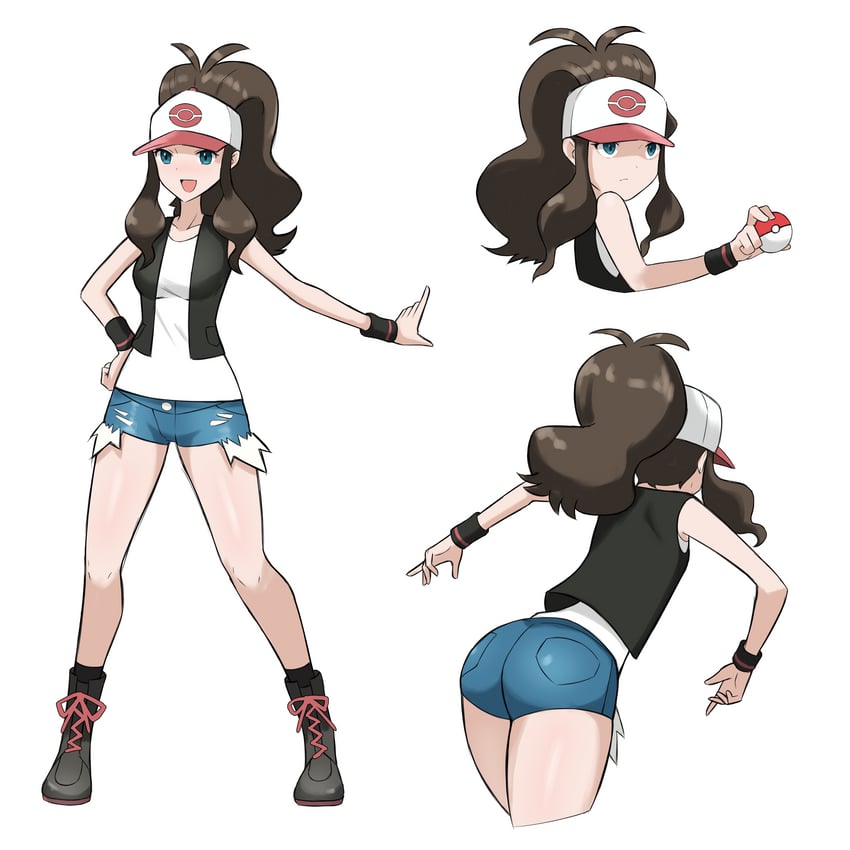 宝可梦、宝可梦 黑/白、透子 (宝可梦) 1名女孩 :D 屁股 棒球帽 大蓬松发