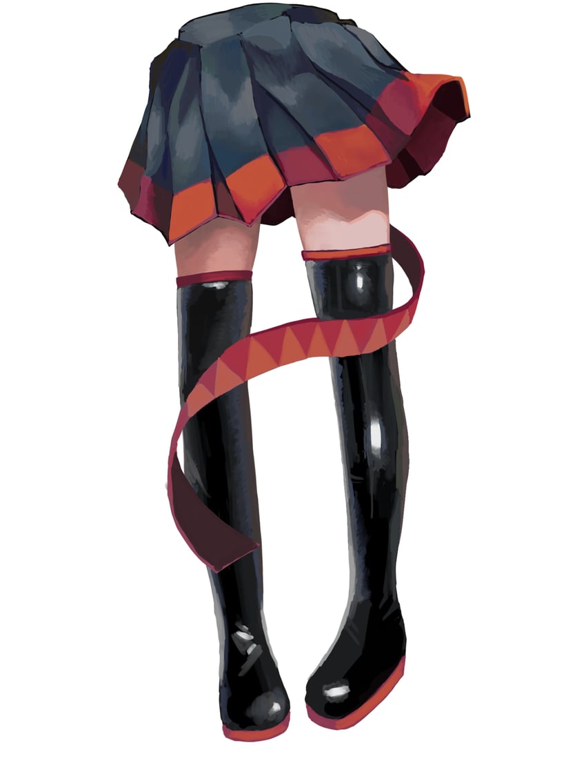 UTAU、重音Teto、重音テト (UTAU) 1名女孩 黑色靴子 黑色裙子 靴子 腿部特写