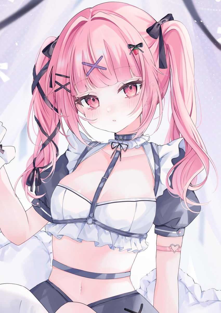 原创 1名女孩 臂环 黑色蝴蝶结 黑色丝带 黑色裙子