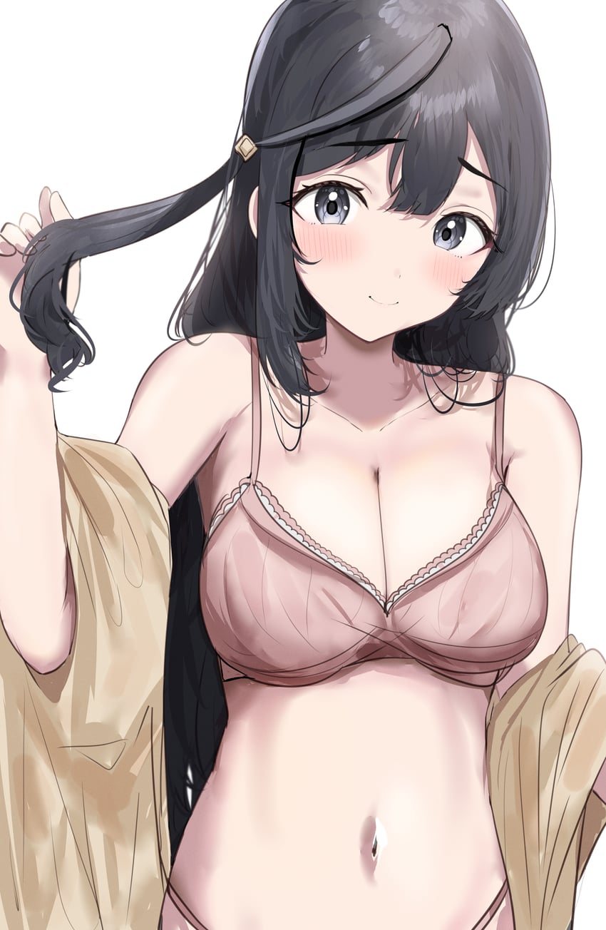 Love Live!、Love Live! 虹咲学园学园偶像同好会、优木雪菜 1名女孩 黑瞳 黑发 脸红 胸罩