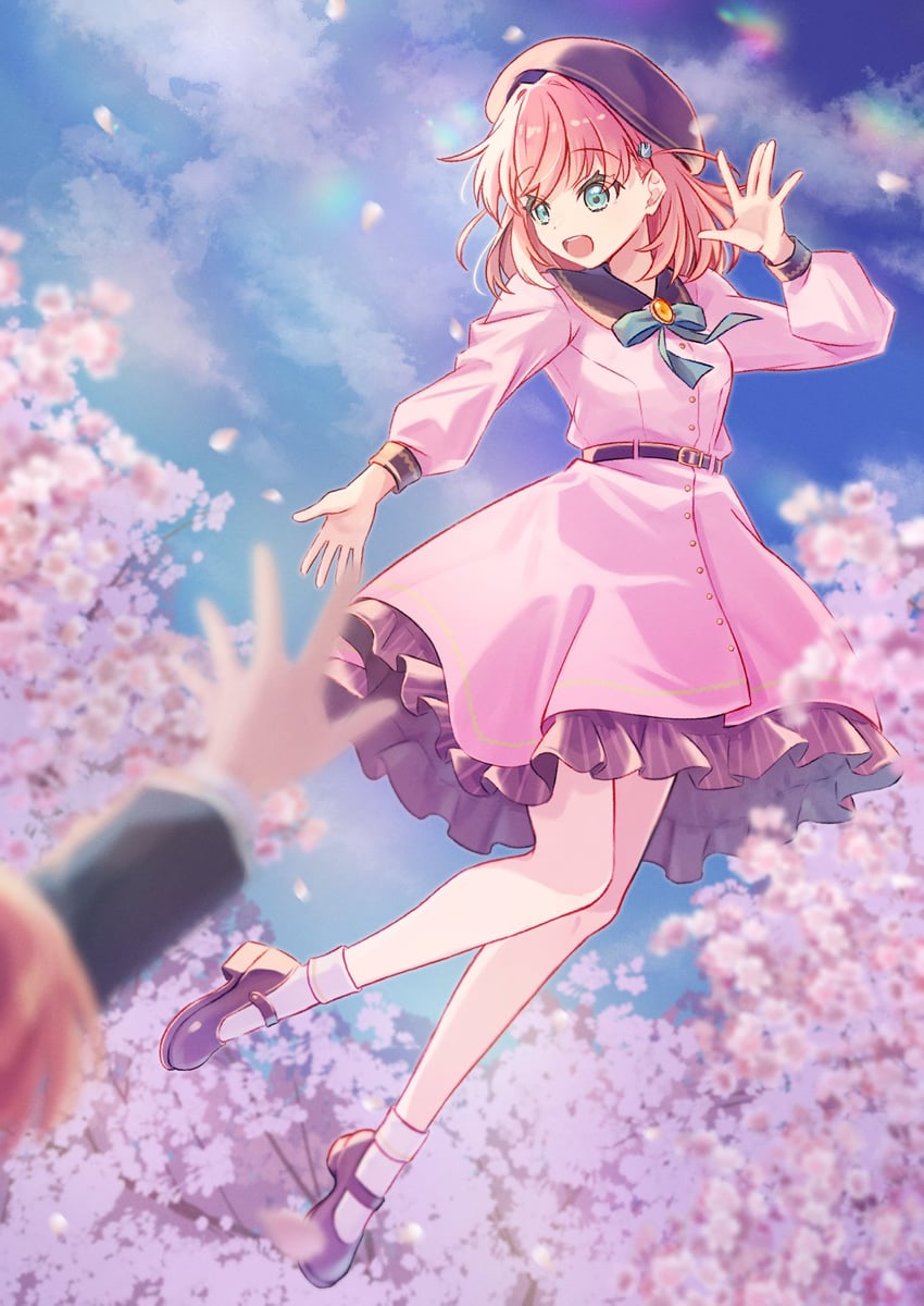 Dream Believers、Love Live!、Love Live! 莲之空女学院学园偶像部 2名女孩 腰带 生日 蓝天 樱花