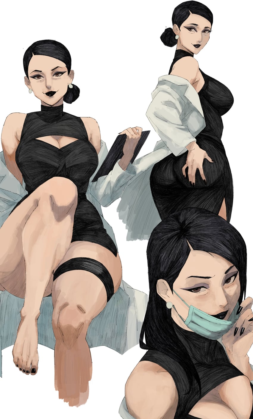 无敌少侠 (系列)、黛比·格雷森 1名女孩 异形乳量 (大) 黑色连衣裙 黑唇 黑色指甲