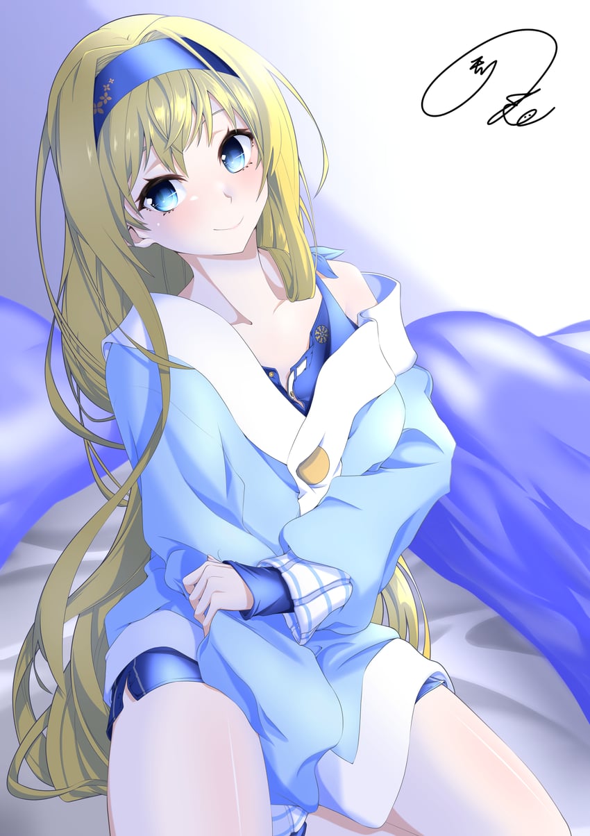 刀剑神域、刀剑神域：Alicization、爱丽丝·滋贝鲁格 1名女孩 金发 蓝眼 蓝色发带 蓝色夹克