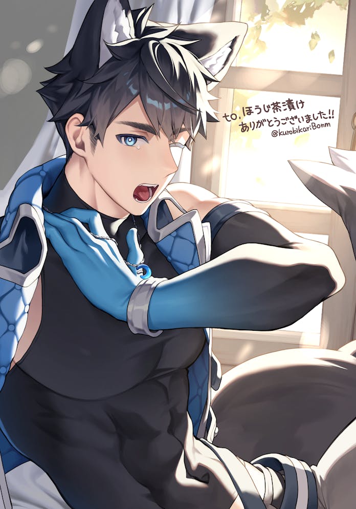 原创 1名男孩 惊讶 惊讶脸 腹肌微露 兽耳
