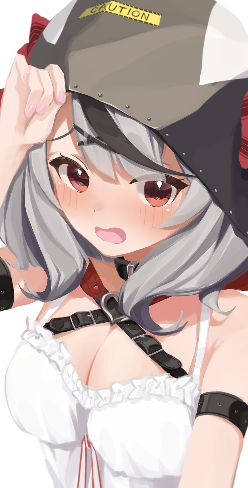 Hololive、沙花叉克萝耶、沙花叉库洛艾(第一套服装) 1名女孩 露肩 黑发 脸红 乳房