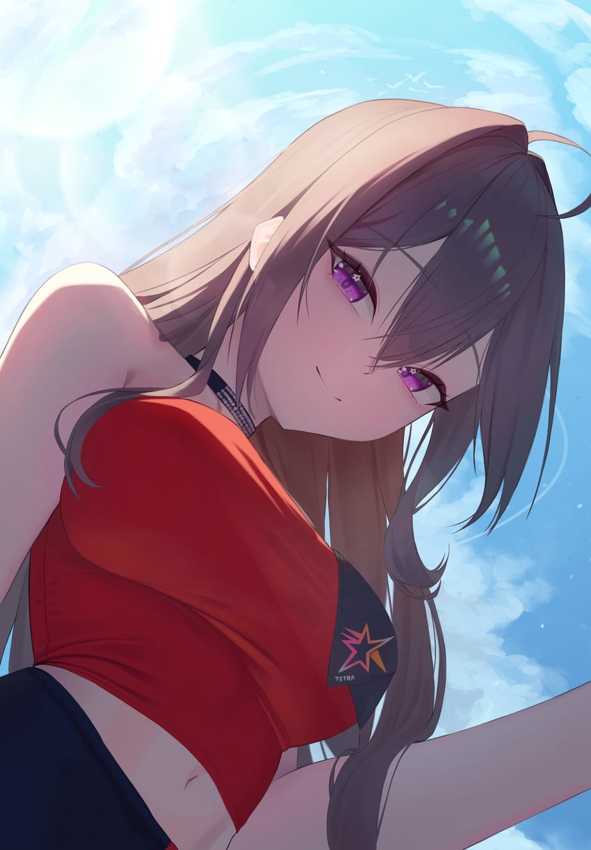 胜利女神：妮姬、普莉蒂 (胜利女神：妮姬) 1名女孩 呆毛 黑色项圈 乳房 棕发