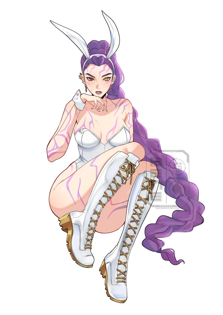 K-pop 恶魔猎人、Rumi (Kpop Demon Hunters) 1名女孩 兽耳 身体纹路 靴子 乳房