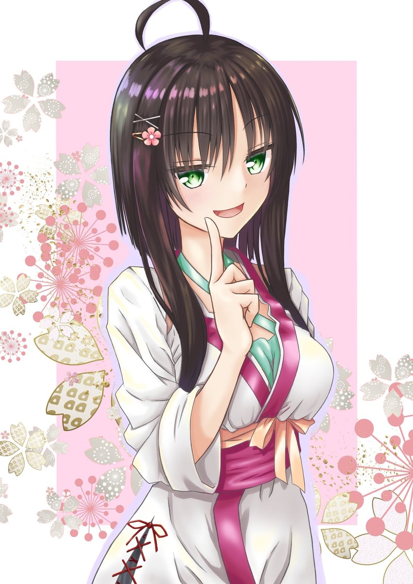 千恋＊万花、常陆茉子 1名女孩 :D 呆毛 黑发 脸红