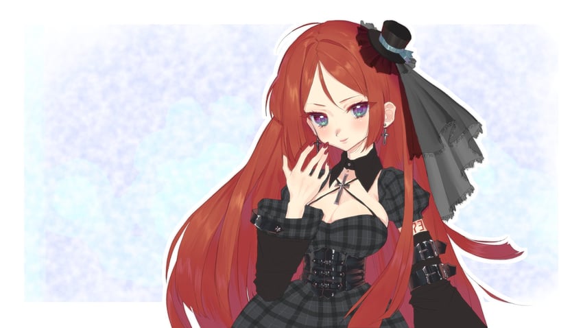 UTAU、波音律 1名男孩 手臂纹身 黑色紧身胸衣 黑色连衣裙 黑帽子